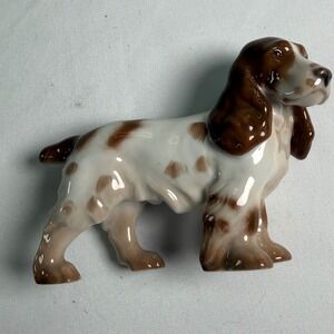 Bing & Grondahl B&G Denmark Porcelain Spaniel Dog Figurine 2172 White Brown